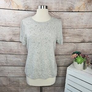 Lands End‎ Short Sleeve Crew Neck Sweater Speckled 100% Cashmere Sweater Size S